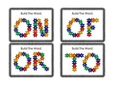 four cross stitch cards with the words build the word