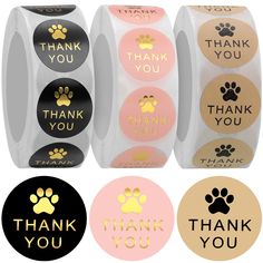 thank you stickers with paw prints on them