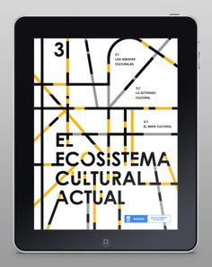 an ipad with the text e ecosistema cultural actual on it's screen