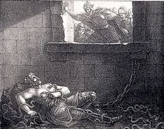 a drawing of a man laying on the ground next to a woman in a room