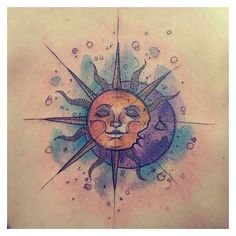 a tattoo with a sun and moon on it