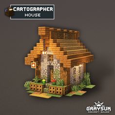 an image of a house made out of legos and paper crafting materials with the text cartotagrapher house on it