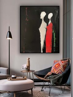 Dark Color Large Figure Painting Original Wall Art Abstract Artwork Minimalist Character Silhouette Home Decor People Paintings, Meaningful Paintings, Abstract People, Modern Artwork Abstract, Large Canvas Painting, Diy Abstract Canvas Art, Big Wall Art, Abstract Face Art, Color Abstract