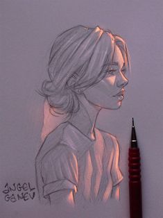 a pencil drawing of a woman's profile