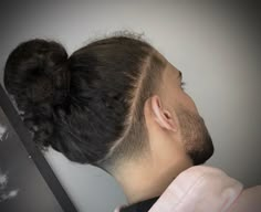 Taper Undercut Long Hair, Man Bun Taper Fade, Long Hair Faded Sides Men, Long Hair With Taper, Taper Fade Long Curly Hair, Mens Cropped Hair, Long Hair Undercut, Undercut Natural Hair, Mens Long Hair Undercut