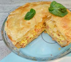 a close up of a pie on a plate