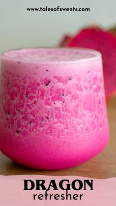 the dragon refresher is made with pink liquid and sprinkled with black dots