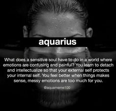 a woman with her eyes closed and the caption aquarius above her is an image of