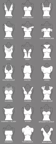 an image of different bras and their names on the chest, with text below them