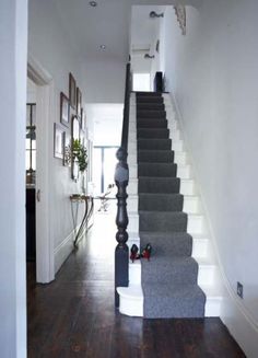 the stairs in this house are lined with carpet