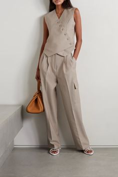 Beige Maesa pleated woven wide-leg cargo pants | FRANKIE SHOP | NET-A-PORTER Wide-leg Workwear Cargo Pants With Multiple Pockets, Wide-leg Cargo Pants With Multiple Pockets For Workwear, Workwear Parachute Pants With Multiple Pockets, Wide Leg Parachute Pants With Multiple Pockets For Work, Versatile High-waisted Cargo Wide Leg Pants, Workwear Bottoms With Multiple Pockets And Wide-leg Shape, Wide-leg Parachute Pants With Side Pockets For Work, Wide Leg Cargo Pants With Multiple Pockets For Workwear, High-waisted Work Pants With Flap Pockets