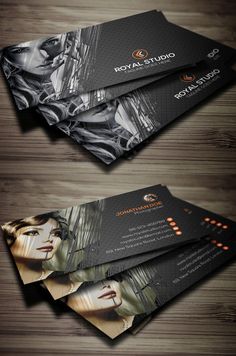 two sided business card with an image of a woman