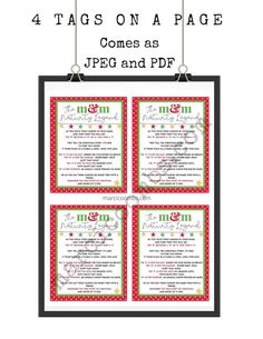 four tags on a page with the text, christmas party games as jpf and pdf