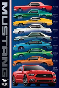 a puzzle box with different colored cars on the front and back sides, including mustangs