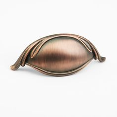 an antique bronze door handle on a white background