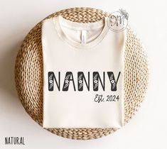 Looking for a personalized and unique gift for your Nanny? Check out our Nanny Established t-shirt! This custom Nanny shirt is a great choice for Mother's Day, birthdays, or any occasion. ✨ Please check the SIZE CHART image on the listing, and choose your size accordingly before placing your order.  🚫We do not accept exchanges, returns, or cancellations, however, if there are any quality issues with the item please contact us right away. We'll be happy to make things right and make sure you are Nanny Shirts, Nanny Shirt, Gift For Nanny, Nanny Life, Vision Board Success, Pregnancy Reveal, Pregnancy Reveals, Make Things, Nanny