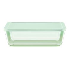 a rectangular glass container on a white background