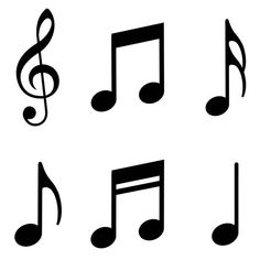 music notes and trebles on white background