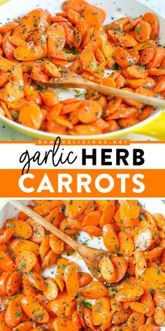 A Thanksgiving side dish idea featuring stovetop carrots! They're quick and easy to make in under 30 minutes. Amazingly delicious and slightly sweet, these Garlic Herb Carrots
 are also a perfect addition to your Christmas dinner recipes! Stovetop Carrots, Herb Carrots, Sweet Carrots, Carrots Side Dish, Veggie Side Dish Recipes, Easter Recipe, Vegetable Side Dish, Veggie Snacks