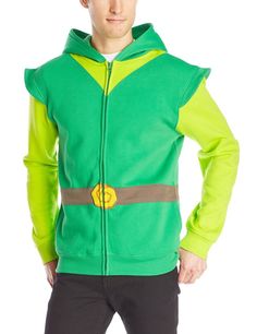 "If you love mazes and alternate worlds and love magic potions and goodie bags of special items that can guide you in your journey, then this officially-licensed Zelda Link Adult Costume Zip Up Hoodie Sweatshirt might be perfect for you this Halloween if you're planning on venturing out into your own weird world to hunt of candy.  " Miss My Brother, Zelda Hoodie, Marvel Halloween, Men's Halloween Costumes