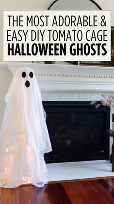 the most adorable and easy diy tomato cage halloween ghost