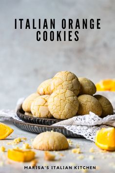 Tender and crumbly Italian Orange Cookies made with orange zest and juice on a serving tray. Orange Amaretti Cookies, Citrus Cookie Recipes, Easy Orange Cookies Recipes, Orange Ball Cookies, Baking Recipes With Oranges, Chocolate And Orange Cookies, Mandarin Orange Cookies, Orange Extract Recipes Baking, Orange Juice Cookies Recipes