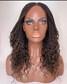 Human Hair Extension Lace Closure Box Braid Wig With Curls, Wigs For BLack Women, Braided Wigs, Medium Size. NEED OTHER  STYLES OF BRAIDED WIGS, AUTOGELE HEADWRAPS AFRICAN CORAL BRIDAL BEADS, VISIT OUR SHOP HERE: https://sereneafrica.etsy.com/ Are you sensitive or allergic to synthetic hair extensions and products? Do you have trouble wearing wigs because of the weight or how unrealistic or unnatural lt looks? Then, you are at the right shop. *This wig is a luxury brand. *It's completely handmad Curls Wigs For Black Women, Wig With Curls, How To Wear A Wig, Braid Wig, Box Braid Wig, Braided Wigs, Box Braid, Beautiful Wigs, Synthetic Hair Extensions