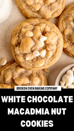 white chocolate macaroni nut cookies with text overlay