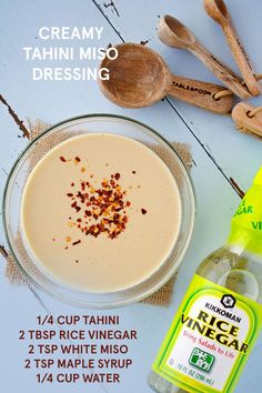 the ingredients to make creamy tahini dressing