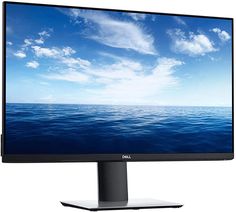 a computer monitor with blue sky and clouds in the background