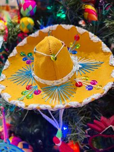 Mini Mexican Hat, colorful handmade by artisans from Michoacán Mx. Mexican Mariachi, Mexican Gifts, Mexican Hat, Mexican Outfit, Mexican Jewelry, Tropical Decor, Gift Shop, Hats, Yellow