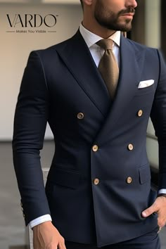 >>ORIGINAL ARTWORK AND CONTENT, PLEASE DO NOT COPY<< Navy Blue Double Breasted Tuxedo Wedding Suits for men - bespoke wedding suit - formal fashion suit- Classic fit Elevate your style with our Classic Navy Blue Double-Breasted Suit, the epitome of timeless elegance. Crafted with precision and attention to detail, this suit is designed to make a lasting impression at any formal occasion. 👔 Unmatched Sophistication: Step into sophistication with this double-breasted suit, exuding confidence and charisma with every step. 🌟 Exceptional Quality: Tailored to perfection, this navy blue suit boasts superior craftsmanship and premium materials, ensuring both comfort and durability. ✨ Versatile Elegance: Whether it's a business meeting, wedding, or a special event, this suit is your go-to choice Mens Suits Navy, Double Breasted Tuxedo, The Suits, Men's Business Outfits, Blue Suit Men, Classy Suits, Classy Outfits Men