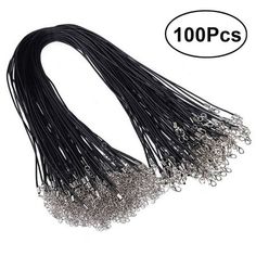 100 pcs black wire with silver beads on each end and one piece is in the middle