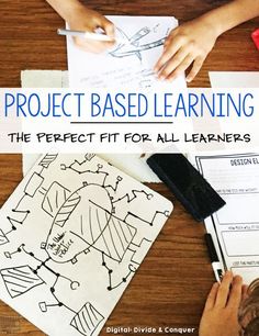 the cover of project based learning, with hands on paper and scissors in front of it