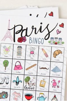 the paris printable game is shown on top of a table