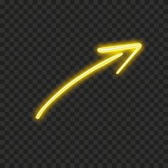 neon yellow arrow pointing to the right on a dark background, with transparent back ground