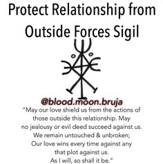 a poster with the words protect relationship from outside forces sigil