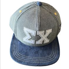 Sigma Chi Snapback Hat Cotton Mesh Solid Flat Baseball Cap Trucker Blue Flat Bill Baseball Cap For Spring, Blue Flat Bill Hats For Spring, Blue Baseball Cap With Flat Brim, Blue Flat Brim Baseball Cap One Size Fits Most, Blue Flat Brim Baseball Cap, Blue Snapback Hat With Flat Brim For Spring, Blue Flat-brim Snapback Hat For Spring, Blue Flat Brim Snapback Hat For Spring, Navy Spring Cap