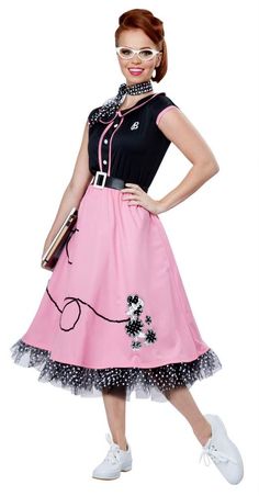 Women's Pink 50's Sweetheart Costume - Candy Apple Costumes - 50's Costumes Kids 50s Costume, Fancy Dress Plus Size, Poodle Skirt Costume, Poodle Skirt Outfit, 1950s Fancy Dress, 50s Outfit, Poodle Dress, Rock N Roll Dress, Poodle Skirts