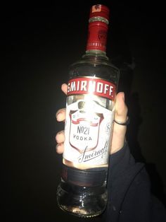 a person holding a bottle of vodka in their hand