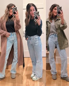 High Rise Straight Jeans Outfit Winter, Styling Relaxed Fit Jeans, Winter Casual Jeans Outfit, Looks To Recreate, Straight Leg Mom Jeans Outfit, Casual Straight Leg Jeans Outfit, 90 Baggy Jeans Outfit, Slouchy Straight Jeans Outfit, Women’s Jeans Outfits Winter