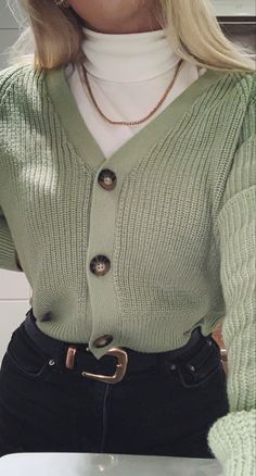 Green Cardigan, Causual Outfits, Crochet Bags, 가을 패션, Outfit Inspo Fall, Business Casual Outfits, Mode Inspiration, Outfit Casual