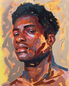 Artist With Painting, Abstract Realism Portraits, Cool Drawings Colorful, Oil Drawing Ideas, Black People Paintings, Men Art Reference, Portrait Painting Styles, Color Portrait Painting, Portrait Painting Ideas