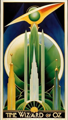 an art deco poster for the wizard of oz