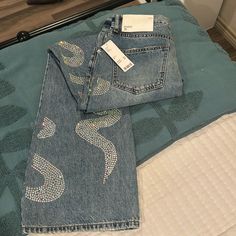 Bedazzled, Size 28, Flare, Brand New Scorpio Jeans, Zebra Pant, Bedazzled Jeans, Jeans Urban Outfitters, Ragged Jeans, Urban Outfitters Jeans, Denim Cargo Pants, High Waisted Flare Jeans, Cropped Wide Leg Jeans