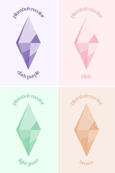 four different colored diamonds with the word diamond on each one and an arrow in the middle