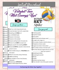 a printable volleyball tournament checklist with the instructions