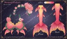 the mermaid paper dolls are designed to look like they have fish tails and flowers on them