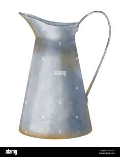 an old metal pitcher on a white background with clipping for text or image - stock image