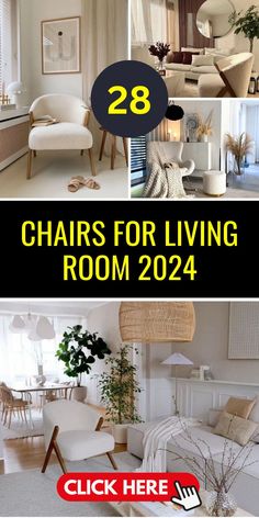 chairs for living room with text overlays that reads 28 chairs for living room